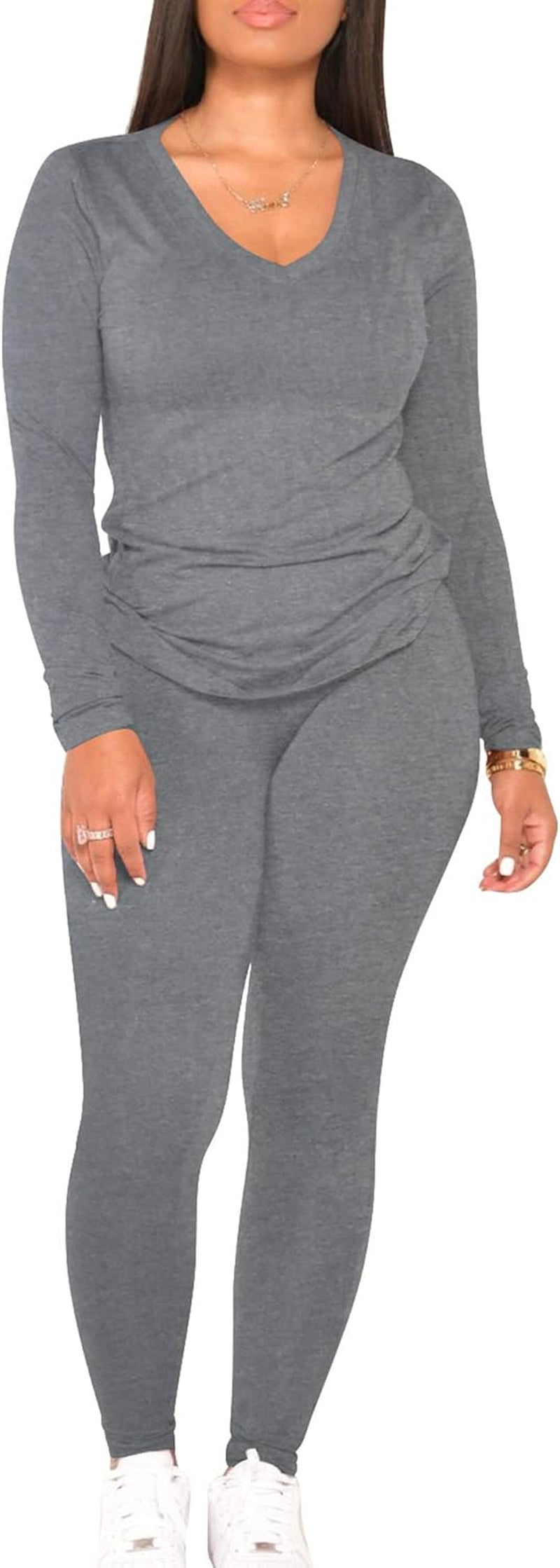 2 Piece Outfits for Women Workout Track Suits Long Sleeve Top Jogger Legging Pants Sets